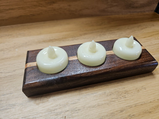 Walnut base with Oak inlay 3 candle holder